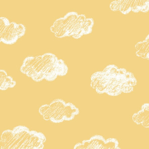 White Chalk Clouds On Yellow Background