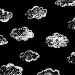White Chalk Clouds On Black Background
