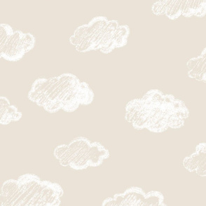 White Chalk Clouds On Cream Background