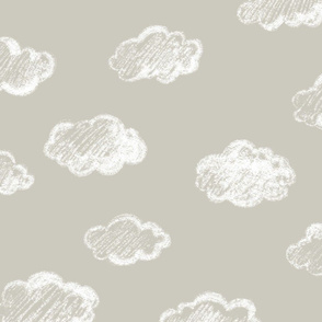 White Chalk Clouds On Dove Grey Background