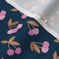 Little Cherry love garden and spots for spring summer nursery design brown caramel navy blue pink
