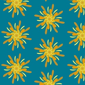 orange dandelion teal coral yellow Neo Art Deco  table runner tablecloth napkin placemat dining pillow duvet cover throw blanket curtain drape upholstery cushion duvet cover clothing shirt 