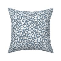 Sweet poppy flowers boho blossom summer design  liberty london style nursery pattern stone blue white