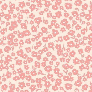 Sweet poppy flowers boho blossom summer design  liberty london style nursery pattern soft pale beige pink