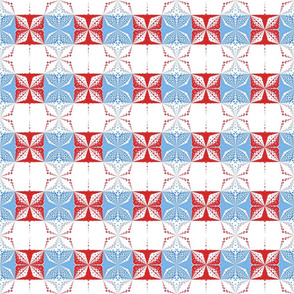 Red and blue abstract mosaic, S, 3.6"