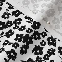 Sweet poppy flowers boho blossom summer design  liberty london style nursery pattern monochrome black and white