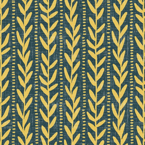 climbing vines - navy with goldenrod