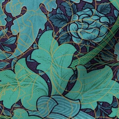 William Morris ~ St. James or Growing Damask ~ Night Garden ~ Rotated
