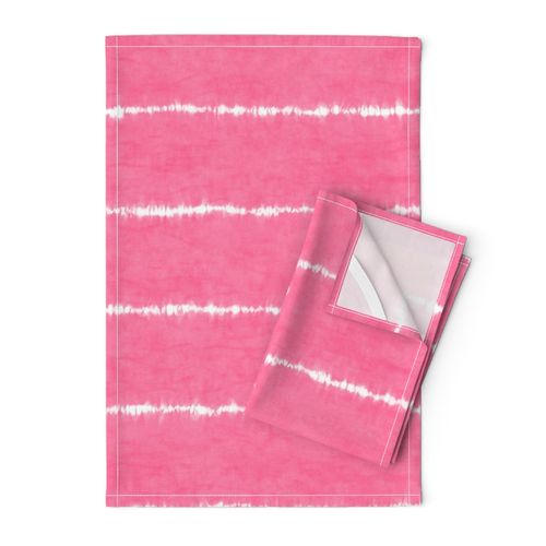 Shibori Stripes on Hot Pink Linen Pattern (large scale) | Wide Ori Nui fabric in bright sherbet pink, Japanese shibori, pink tie dye stripes, bright pink stripes.