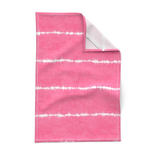 Shibori Stripes on Hot Pink Linen Pattern (large scale) | Wide Ori Nui fabric in bright sherbet pink, Japanese shibori, pink tie dye stripes, bright pink stripes.