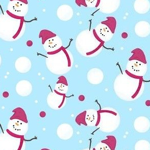 Snowmen in Pink Hats