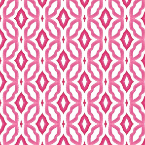 Fuchsia, Carnation Pink and White Watercolor Abstract Damask