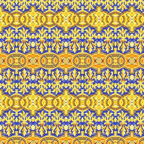 Blue and Gold Decorative Touch Fabric
