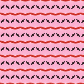 Bold pink, red, and black abstract painted stripe