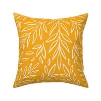 XL Sunburst Botanical Damask Yellow Wallpaper