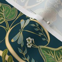 Royal Garden Art Nouveau | Sm | Deep Teal #023b45 + Cream