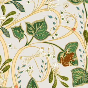 Royal Garden Art Nouveau | Soft Natural #e8e5de + Cream