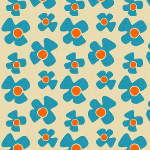 new floral daisy beige blue