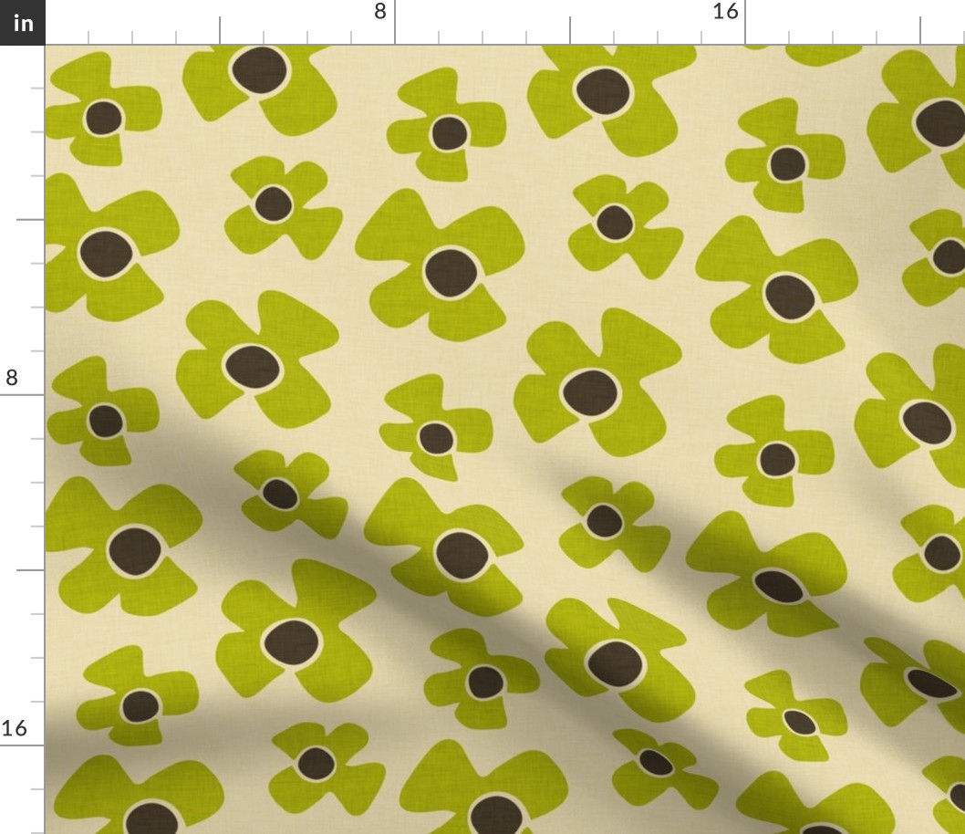 new floral daisy beige green