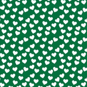 White hearts on deep green (mini)