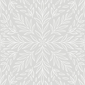 XL Sunburst Botanical Damask Silver Wallpaper