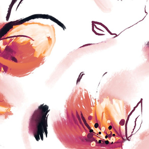 Watercolour floral beige,orange colpattern,brush ,paint strokes 