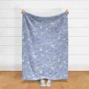 Paper Cut Flowers Faux Texture- Extra Large Scale- Jumbo Floral Wallpaper- Home Decor-Periwinkle Blue- Jumbo Scale Botanical Wallpaper