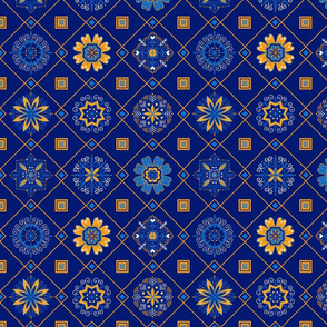 Pysanky Smaller Squares in Deep Blue