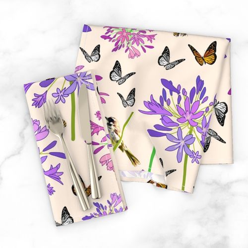 Agapanthus Enchantment (butterflies, birds + bees) - blush cream, large