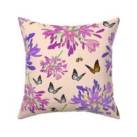 Agapanthus Enchantment (butterflies, birds + bees) - pastel coral, large