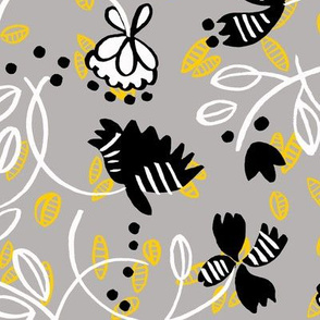 black and white flowery pattern.