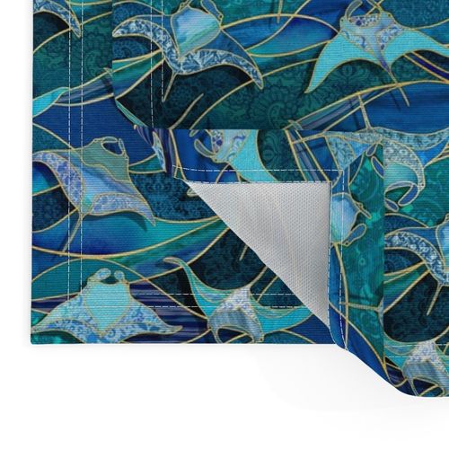 Patchwork Manta Rays in Sapphire and Turquoise Blue - medium