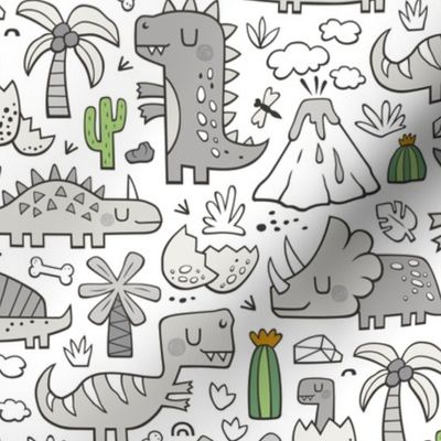 Dinos Doodle in Grey and Green