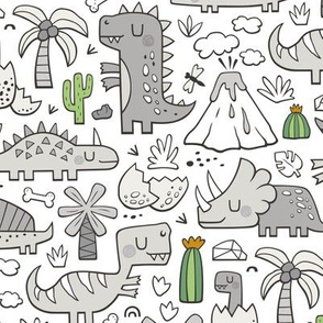 Dinos Doodle in Grey and Green