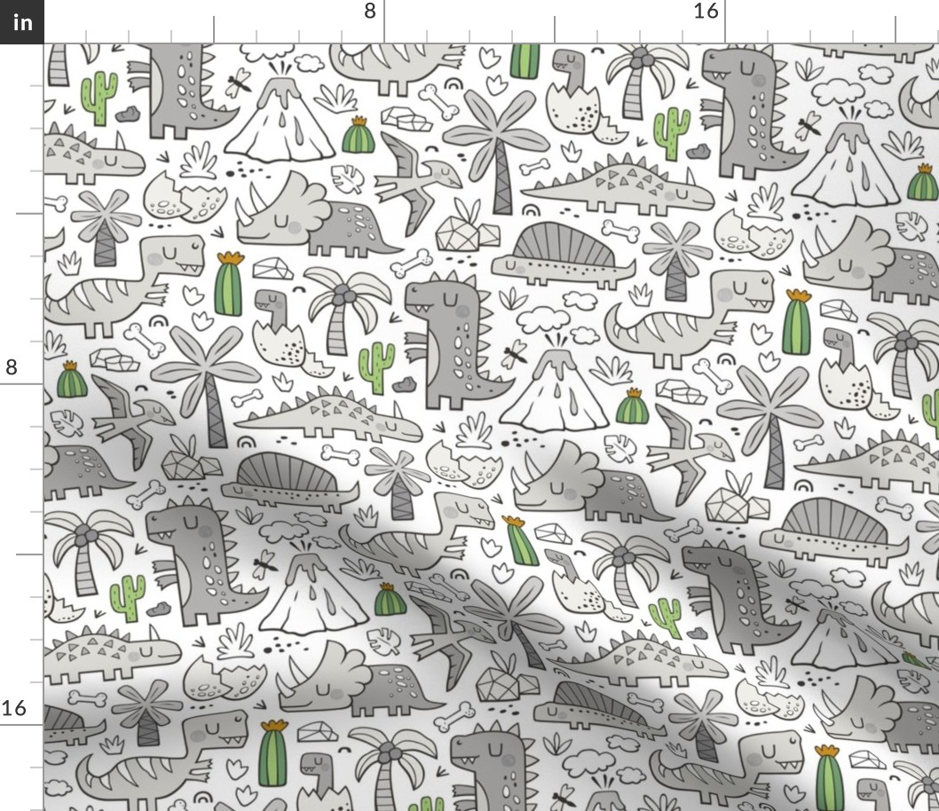 Dinos Doodle in Grey and Green