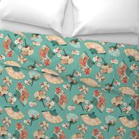 FLORAL FANS (TURQUOISE)