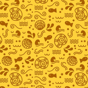 Aquatic Life - Yellow Background