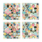 Bohemian Geometry Enameled Tiles - Large