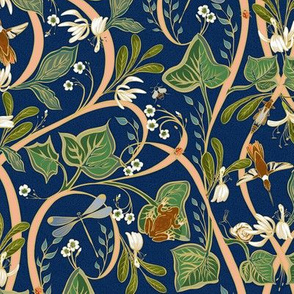 Royal Garden Art Nouveau | Small | Deep Blue + Peach