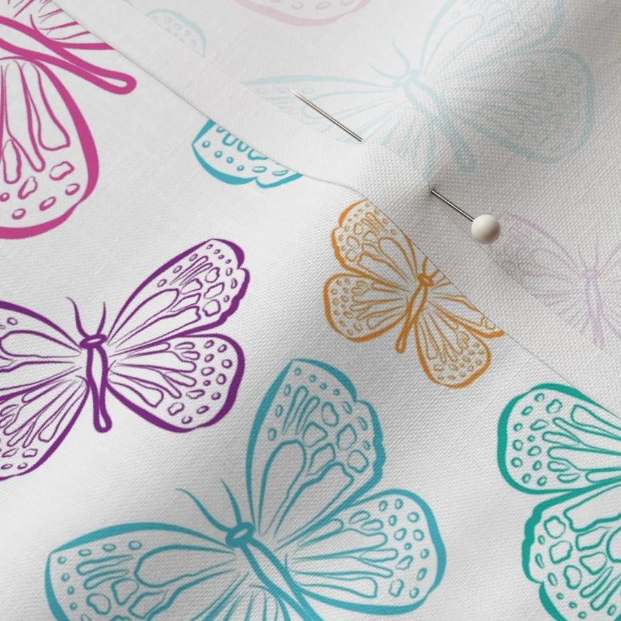 Colourful butterflies on white | Spoonflower