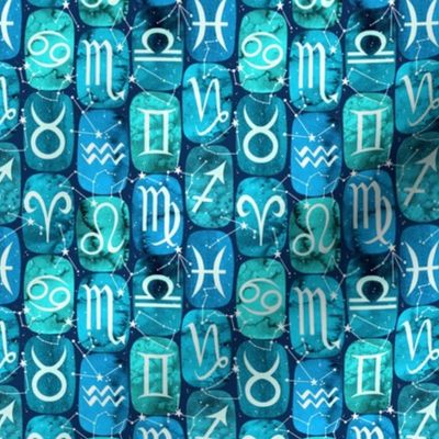  Zodiac Symbols in Teal 1/2 Size