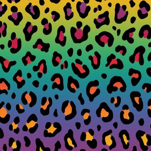 ★ RAINBOW LEOPARD PRINT ★ Horizontal Gradient + Black / Medium Scale / Collection : Leopard spots – Punk Rock Animal Prints