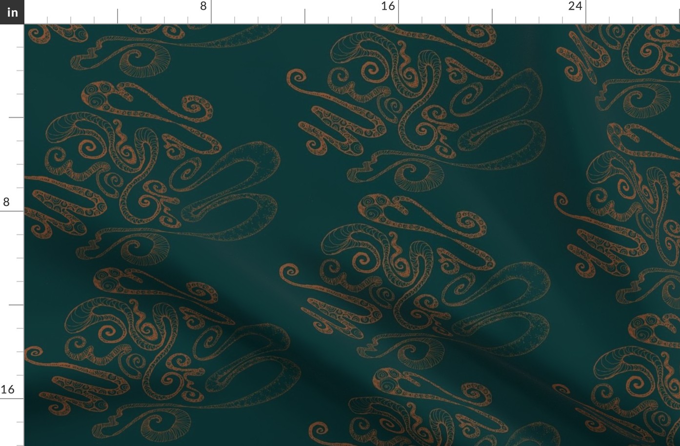 Curly Loopy lovely Saffron on teal