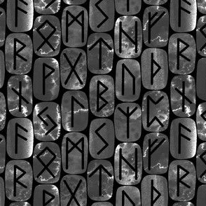 Elder Futhark Rune Stones on Black 1/2 Size