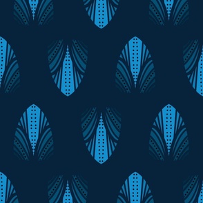 Art Deco Scallop on Navy - Large