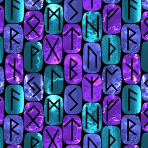 Elder Futhark Rune Stones Purple and Teal 1/2 Size