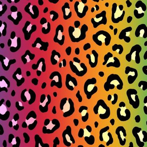 ★ RAINBOW LEOPARD PRINT ★ Vertical Gradient + Pastels and Black / Medium Scale / Collection : Leopard spots – Punk Rock Animal Prints