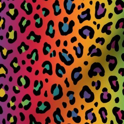 ★ RAINBOW LEOPARD PRINT ★ Vertical Gradient + Black / Medium Scale / Collection : Leopard spots – Punk Rock Animal Prints