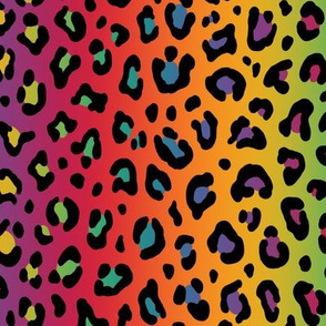 ★ RAINBOW LEOPARD PRINT ★ Vertical Gradient + Black / Medium Scale / Collection : Leopard spots – Punk Rock Animal Prints