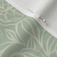 Peony Garden - sage green- large scale